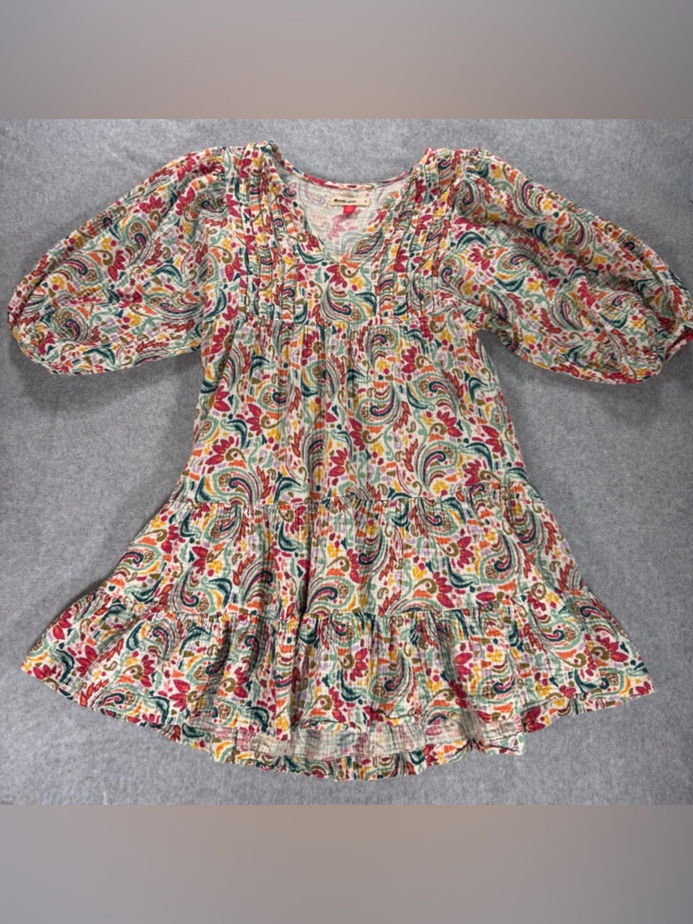 Marine Layer Cotton Scarlett  Mini Dress Paisley Pattern, Small